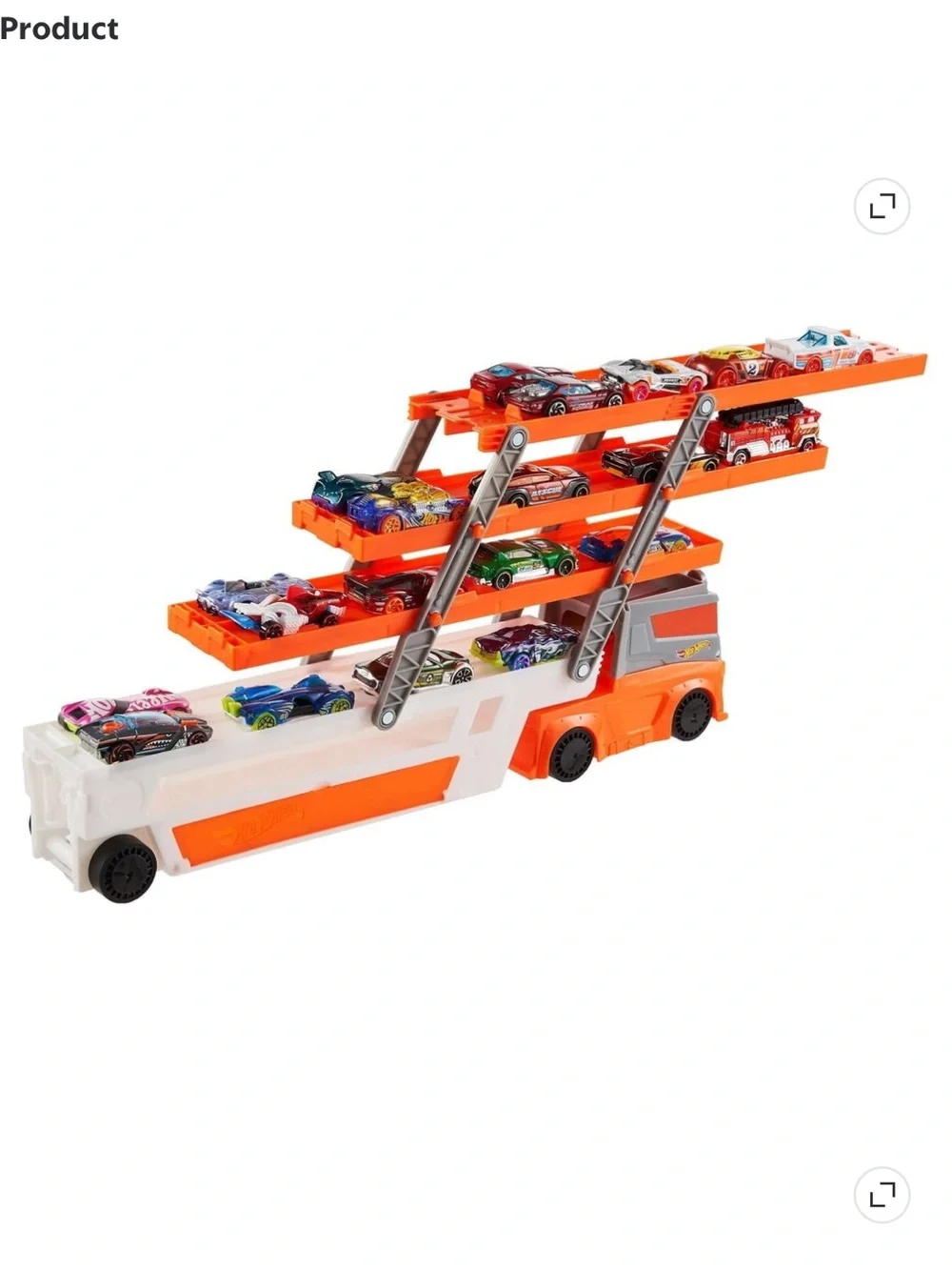 Orange Toy Car Carrier Truck Playset with 4 Mini Cars
